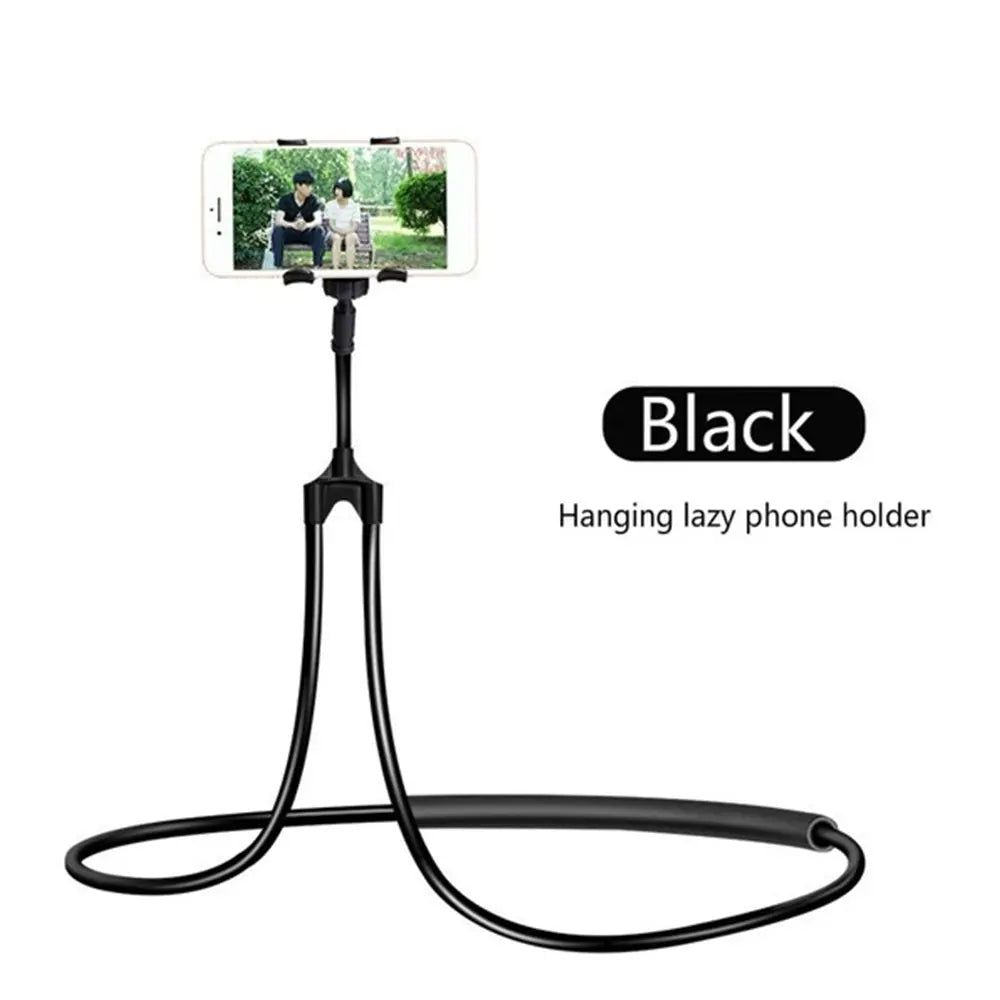 Flexible Mobile Phone Holder Hanging Neck Lazy Holder Bracket Bed 360 Degree Phones Holder Stand For iPhone 11 Black