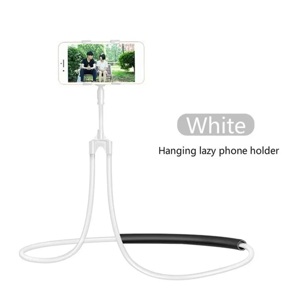 Flexible Mobile Phone Holder Hanging Neck Lazy Holder Bracket Bed 360 Degree Phones Holder Stand For iPhone 11 White
