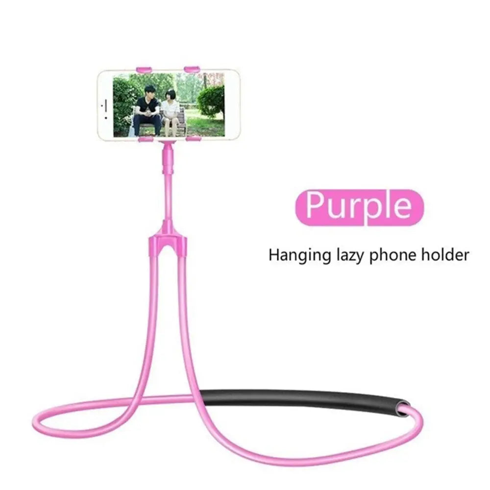 Flexible Mobile Phone Holder Hanging Neck Lazy Holder Bracket Bed 360 Degree Phones Holder Stand For iPhone 11 Purple