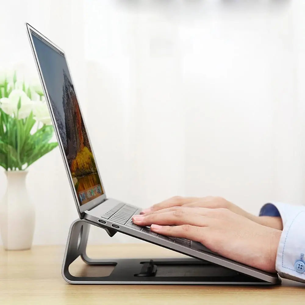Folding Laptop Stand Support for MacBook Air Pro Stand Cooling Adjustable Desk Stand Tablet Holder for Lenovo Asus Dell (Dark Gray) - GreatEagleInc