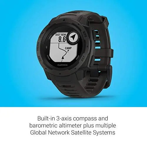 Garmin Instinct, Rugged Outdoor Watch with GPS, Features GLONASS and Galileo, Heart Rate Monitoring and 3-Axis Compass, Graphite