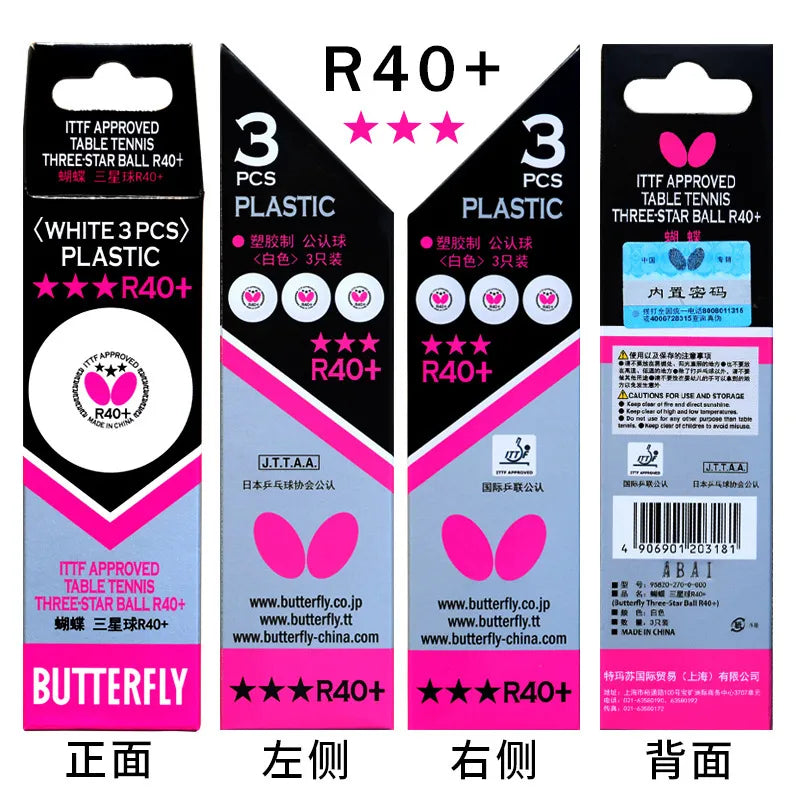 Genuine Butterfly Table Tennis 3 stars Upgraded Domestic R40+ Table Tennis Butterfly Brand International Competition Ball