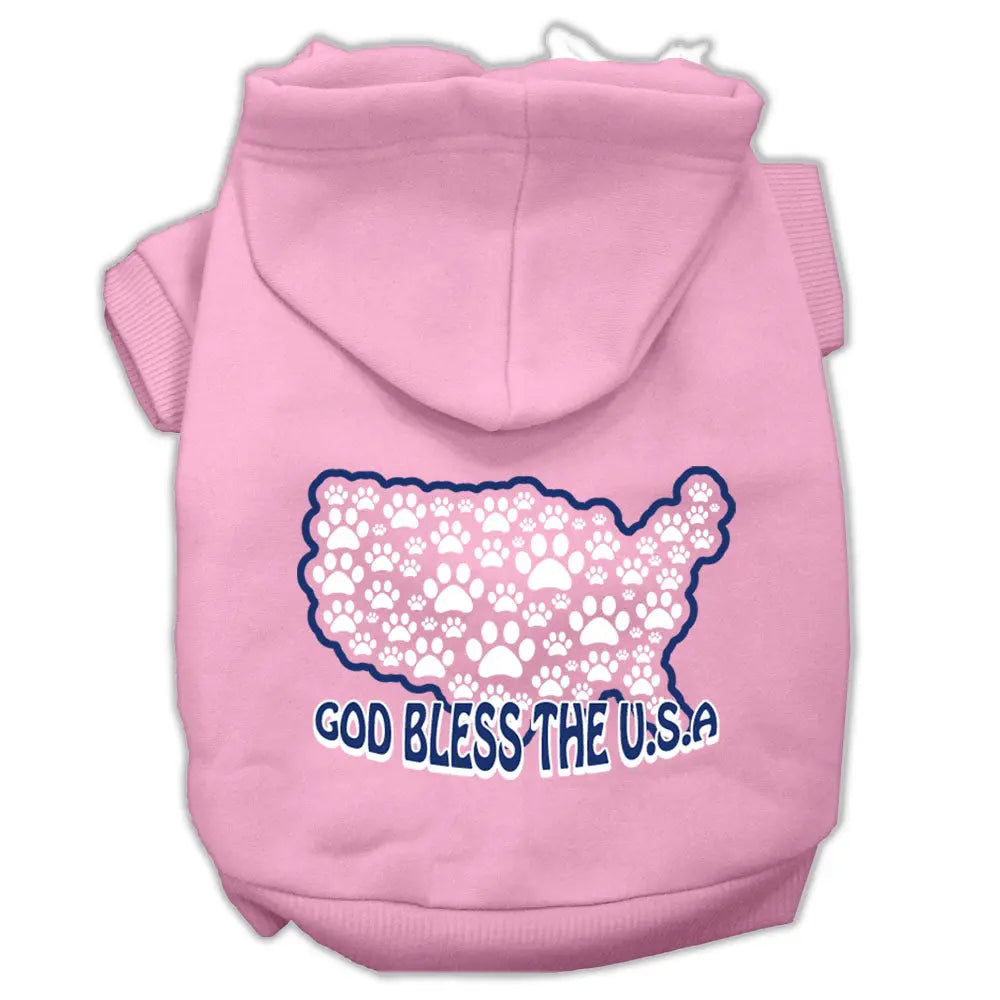 God Bless Usa Screen Print Pet Hoodies Light Pink Size Xs Default Title