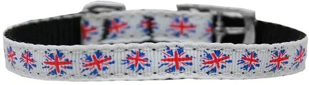 Graffiti Union Jack(uk Flag) Nylon Dog Collar With Classic Buckle 3/8" Size 14 Default Title