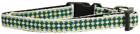 Green Checkers Nylon Collar Cat Safety Default Title