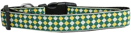 Green Checkers Nylon Dog Collar Medium Default Title