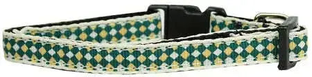 Green-Checkers-Nylon-Dog-Collar-Sm-GreatEagleInc-320018975