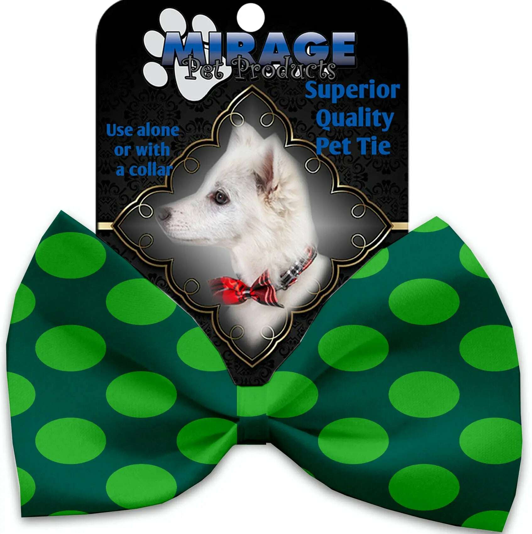 Green-On-Green-Dots-Pet-Bow-Tie-Collar-Accessory-With-Velcro-GreatEagleInc-318779630