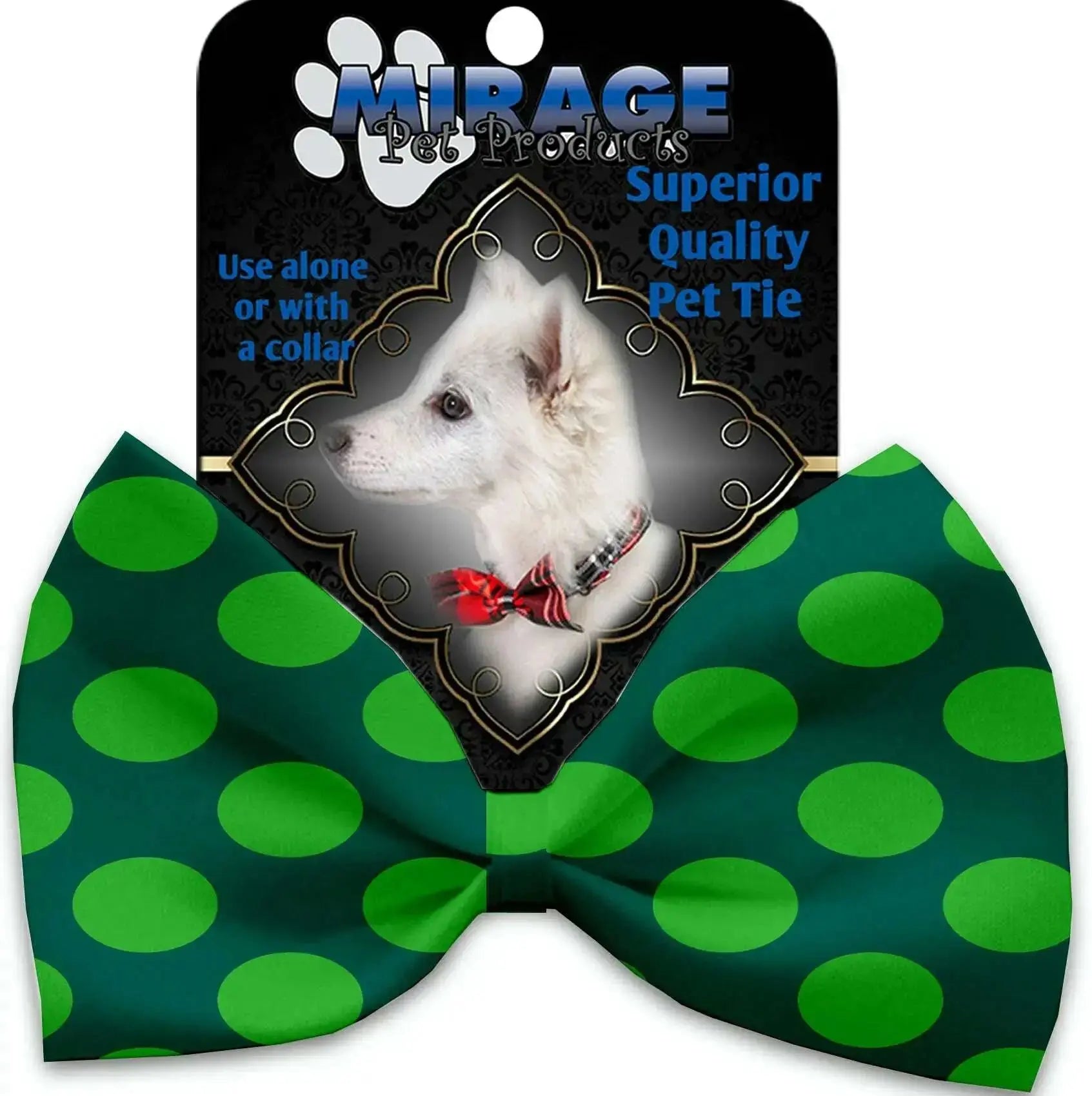 Green-On-Green-Dots-Pet-Bow-Tie-Collar-Accessory-With-Velcro-GreatEagleInc-318779685