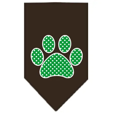 Green Swiss Dot Paw Screen Print Bandana Cocoa Large Default Title