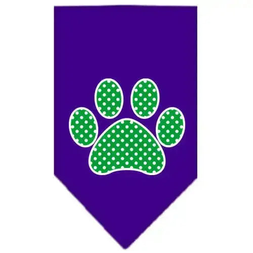 Green-Swiss-Dot-Paw-Screen-Print-Bandana-Purple-Large-GreatEagleInc-319215161