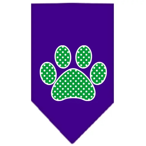 Green Swiss Dot Paw Screen Print Bandana Purple Small Default Title