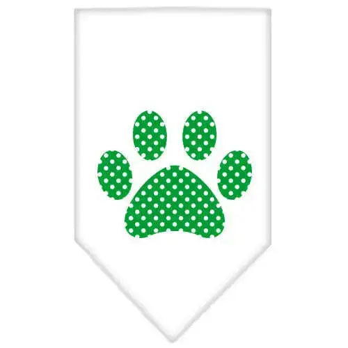 Green-Swiss-Dot-Paw-Screen-Print-Bandana-White-Large-GreatEagleInc-319215048