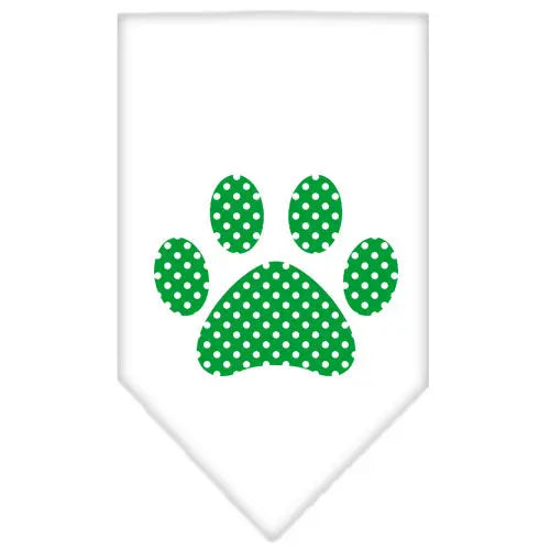Green Swiss Dot Paw Screen Print Bandana White Small Default Title