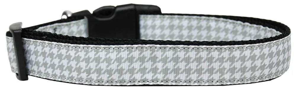 Grey Houndstooth Nylon Dog Collar Medium Narrow Default Title