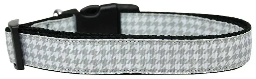 Grey-Houndstooth-Nylon-Dog-Collar-Medium-Narrow-GreatEagleInc-320012771