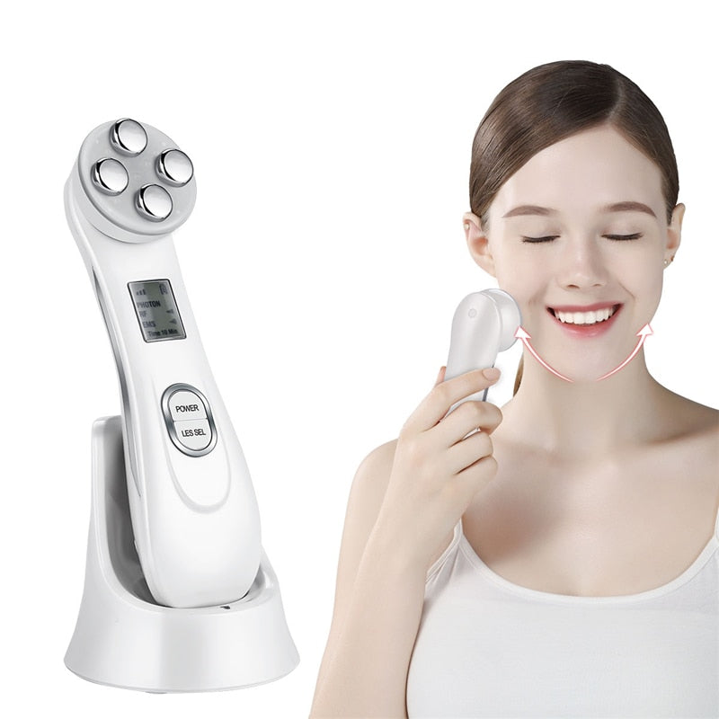 Ultrasonic Skin Scrubber Facial Spatula Deap Cleaning Skin Peeling Face Cleaner + RF EMS LED Beauty Device + Mini Nano mister 48 GreatEagleInc