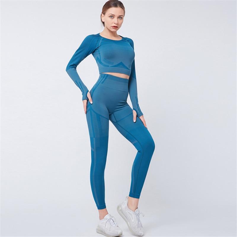 Seamless Yoga Set Sport Suit Women Workout Clothes Athletic Gym Set