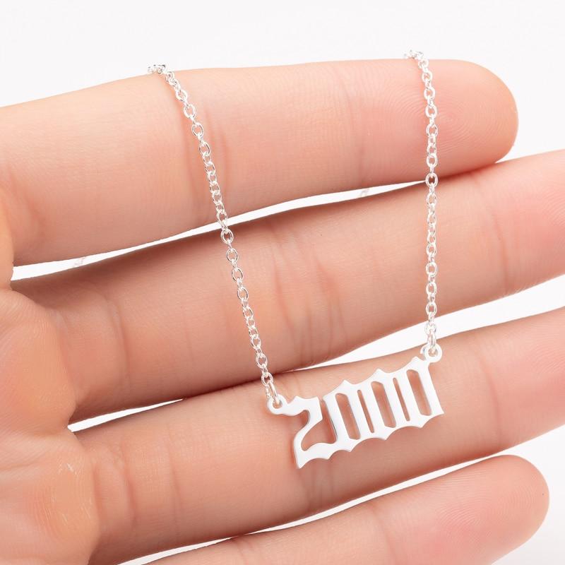 Oly2u Unique Commemorating Year Number Stainless Steel Necklace for Women Girls GreatEagleInc