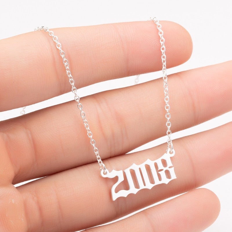 Oly2u Unique Commemorating Year Number Stainless Steel Necklace for Women Girls GreatEagleInc
