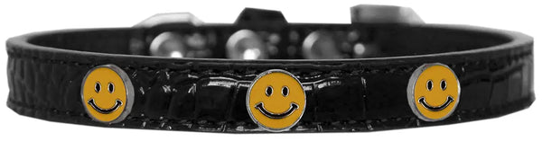 Happy Face Widget Croc Dog Collar Black Size 14 Default Title