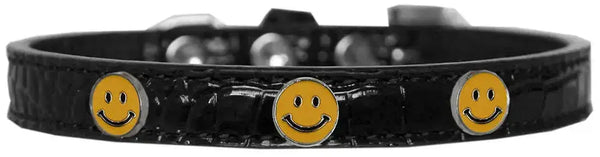 Happy-Face-Widget-Croc-Dog-Collar-Black-Size-20-GreatEagleInc-319196786