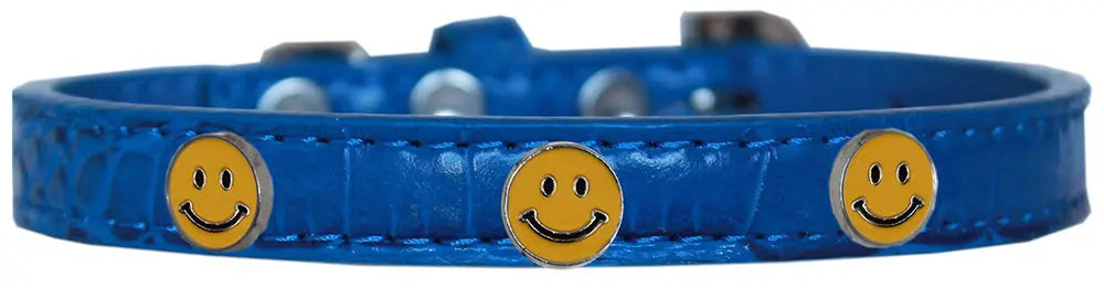 Happy Face Widget Croc Dog Collar Blue Size 14 Default Title