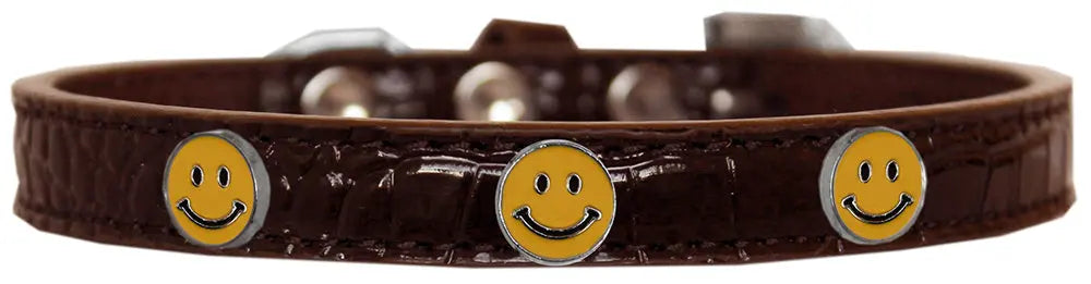 Happy Face Widget Croc Dog Collar Chocolate Size 12 Default Title