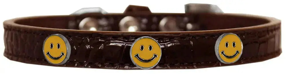 Happy-Face-Widget-Croc-Dog-Collar-Chocolate-Size-16-GreatEagleInc-319195160