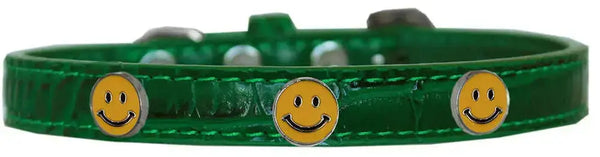 Happy-Face-Widget-Croc-Dog-Collar-Emerald-Green-Size-18-GreatEagleInc-319193867