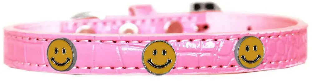 Happy-Face-Widget-Croc-Dog-Collar-Light-Pink-Size-14-GreatEagleInc-319192831