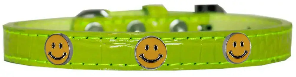 Happy-Face-Widget-Croc-Dog-Collar-Lime-Green-Size-12-GreatEagleInc-319193581