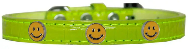 Happy-Face-Widget-Croc-Dog-Collar-Lime-Green-Size-16-GreatEagleInc-319193392