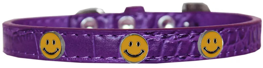 Happy Face Widget Croc Dog Collar Purple Size 20 Default Title