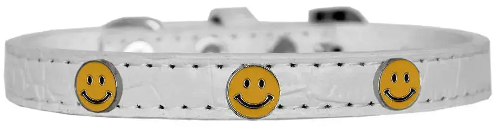 Happy-Face-Widget-Croc-Dog-Collar-White-Size-14-GreatEagleInc-319991351