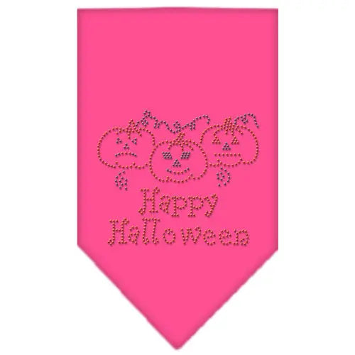 Happy Halloween Rhinestone Bandana Bright Pink Small Default Title