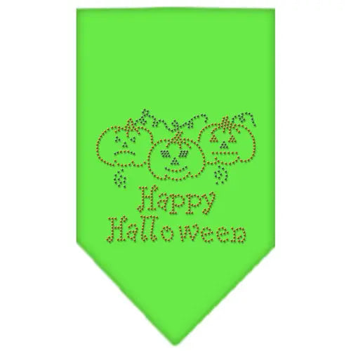 Happy Halloween Rhinestone Bandana Lime Green Small Default Title