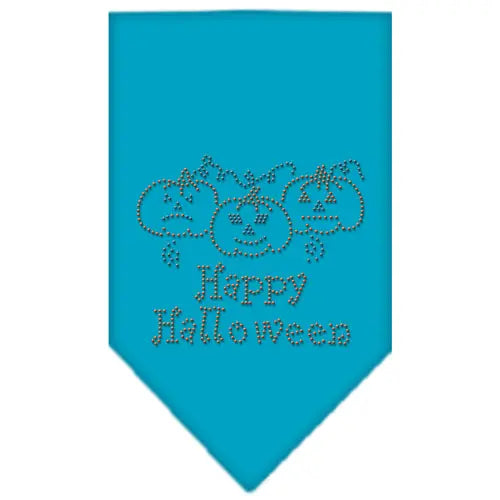 Happy Halloween Rhinestone Bandana Turquoise Large Default Title