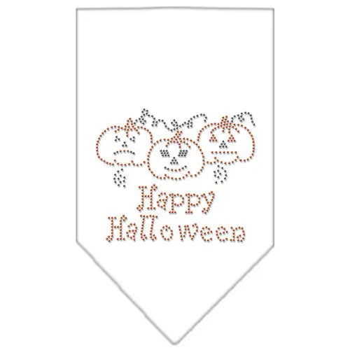 Happy Halloween Rhinestone Bandana White Large Default Title