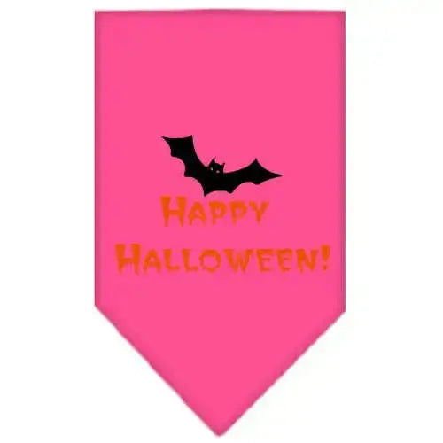 Happy-Halloween-Screen-Print-Bandana-Bright-Pink-Small-GreatEagleInc-319198695