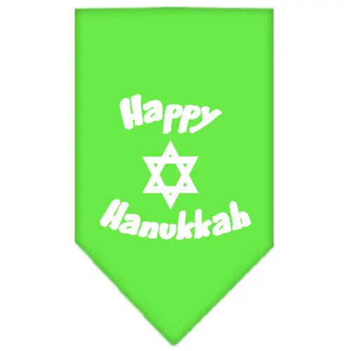 Happy Hanukkah Screen Print Bandana Lime Green Small Default Title