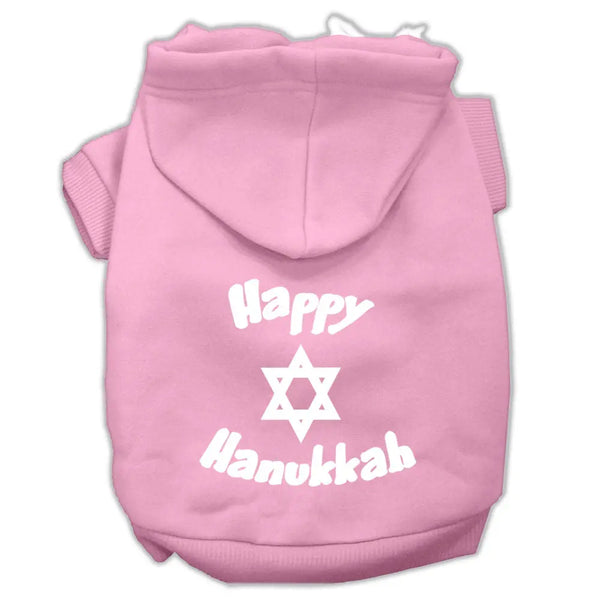 Happy Hanukkah Screen Print Pet Hoodies Light Pink Size Xxxl Default Title