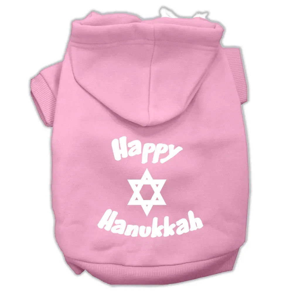 Happy Hanukkah Screen Print Pet Hoodies Light Pink Size Xxxl Default Title