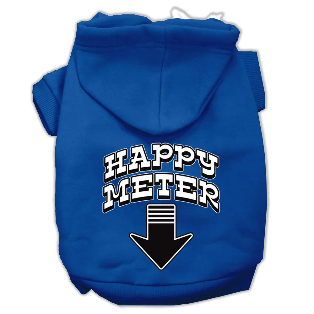 Happy Meter Screen Printed Dog Pet Hoodies Blue Size Lg GreatEagleInc