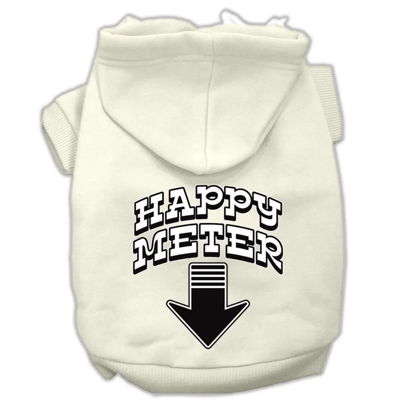 Happy Meter Screen Printed Dog Pet Hoodies Cream Size Sm GreatEagleInc