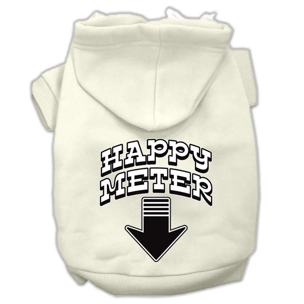 Happy Meter Screen Printed Dog Pet Hoodies Cream Size Xs GreatEagleInc