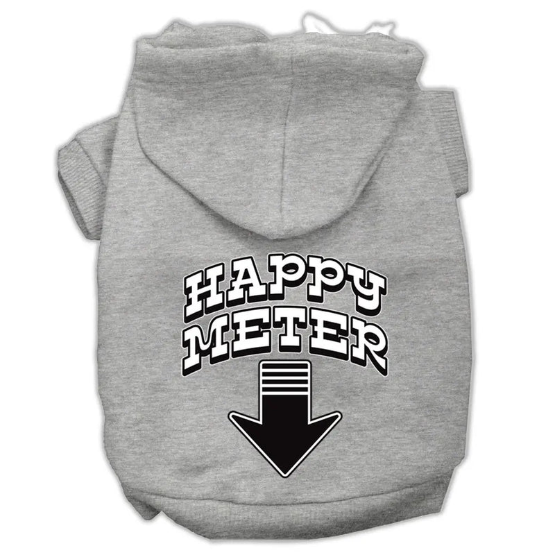 Happy Meter Screen Printed Dog Pet Hoodies Grey Size Lg GreatEagleInc