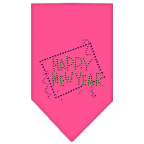 Happy New Year Rhinestone Bandana Bright Pink Small Default Title