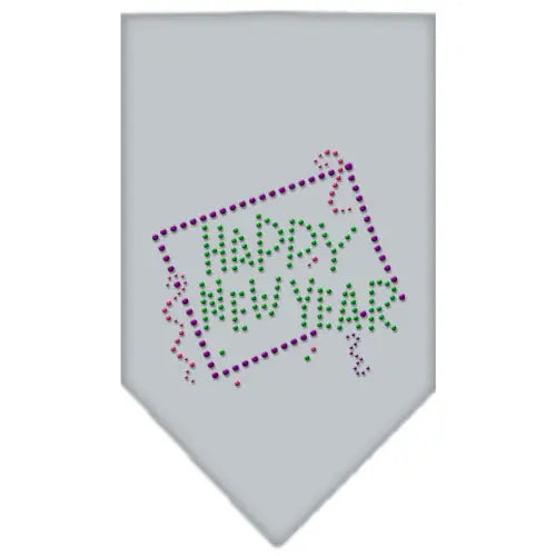Happy New Year Rhinestone Bandana Grey Large Default Title