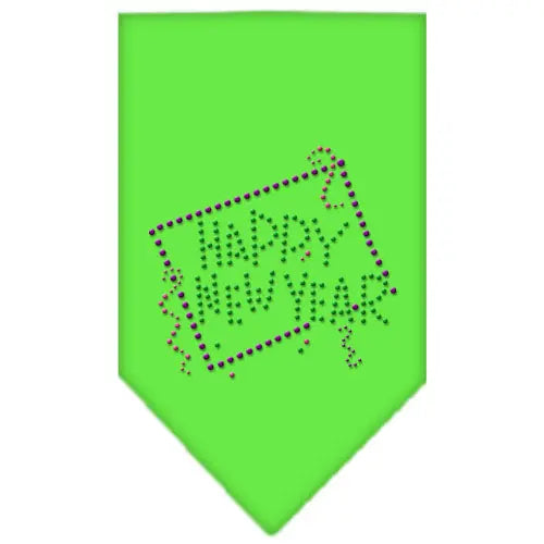Happy New Year Rhinestone Bandana Lime Green Large Default Title
